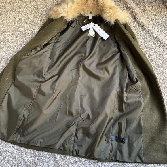 NWT Topshop Monica Faux Fur Collar Coat - Size US 2 - Picture 3 of 8